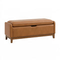 Banc de rangement 120 x 45 x 48 cm aspect cuir marron style contemporain