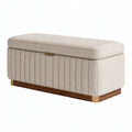 Banc coffre 100 x 45 x 48 cm en tissu beige style contemporain avec rangement