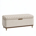 Banc coffre 120 cm en tissu beige style contemporain avec rangement