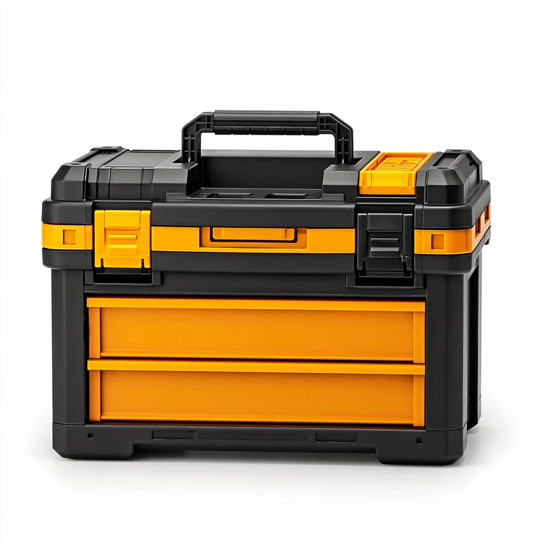 Mallette à outils 50 x 25 x 35 cm en plastique noir/orange à tiroirs portable