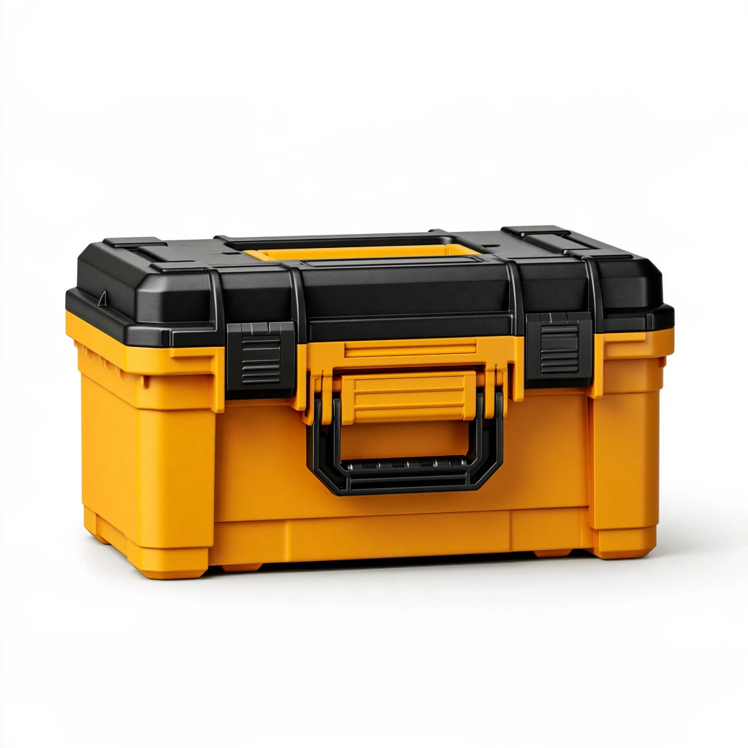 Coffre à outils 48 cm en polypropylène jaune et noir avec poignée de transport