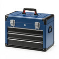 Caisse à outils 50 x 25 x 35 cm en métal bleu avec 3 tiroirs portable