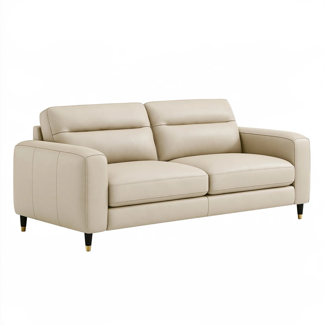 Canapé 2 places 170 x 90 x 88 cm en similicuir beige style contemporain
