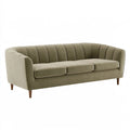 Canapé 3 places 220 cm en tissu vert olive - style contemporain avec pieds en bois