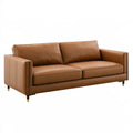 Canapé 3 places 190 cm marron en revêtement synthétique aspect cuir style contemporain