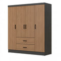 Armoire 160 x 52 x 200 cm en panneaux de bois brun et noir avec 4 portes et 2 tiroirs