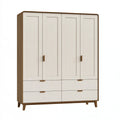 Armoire 160 x 50 x 200 cm en panneaux de bois blanc et brun à 4 portes et 4 tiroirs style contemporain